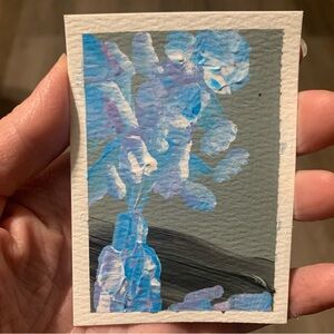 ACEO Original acrylic Abstract Painting Blue and Purple miniature Art